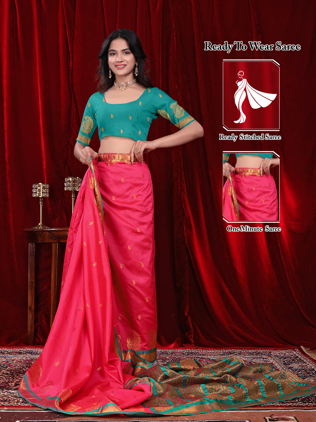 Ready to Wear Jacquard Pure Silk Saree