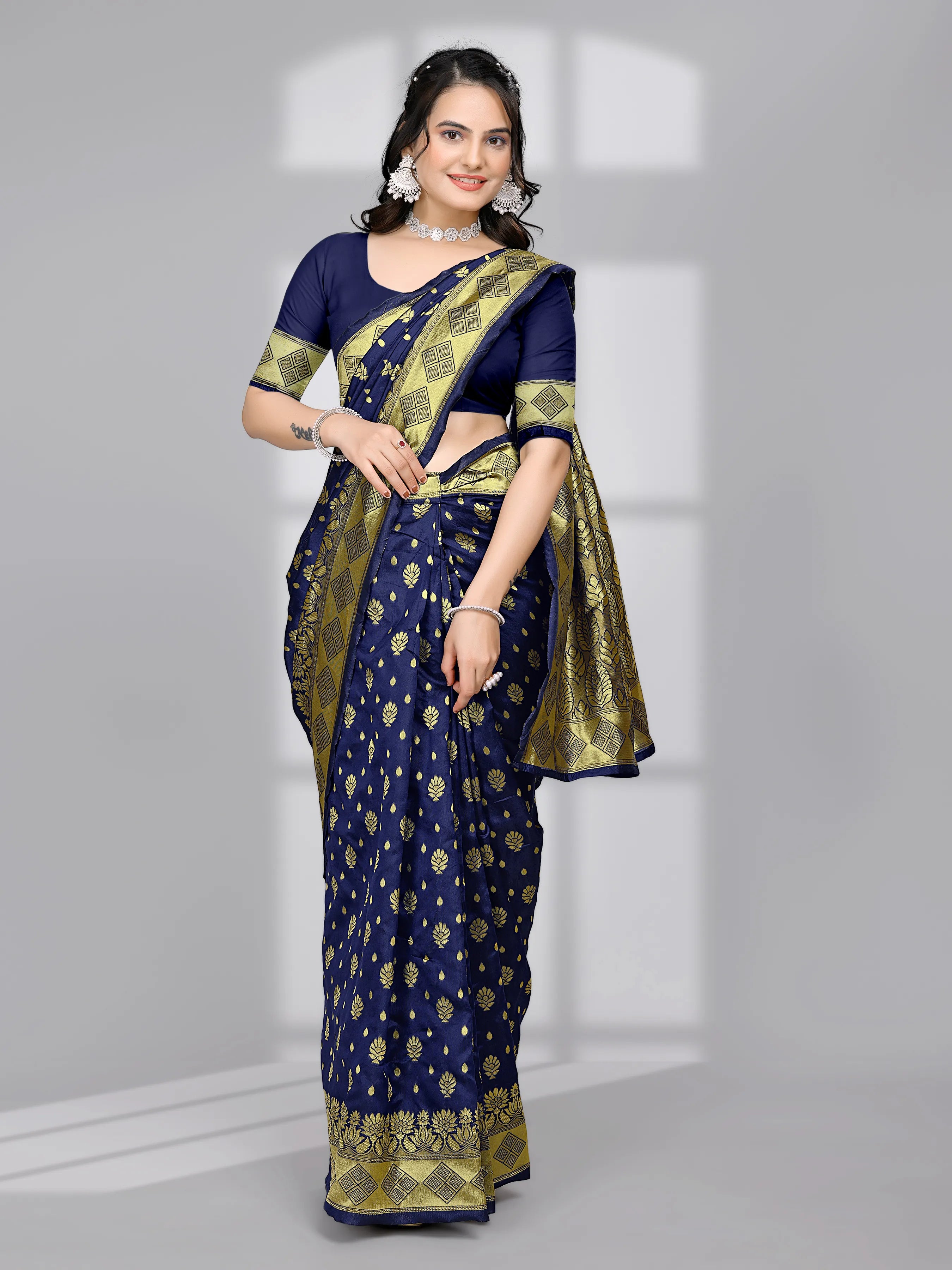 Ready to Wear Woven Banarasi Jacquard Pure Silk Saree