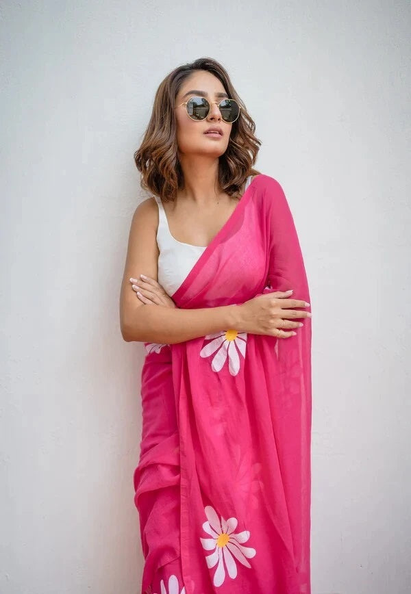 Floral Print Handloom Pure Cotton Saree