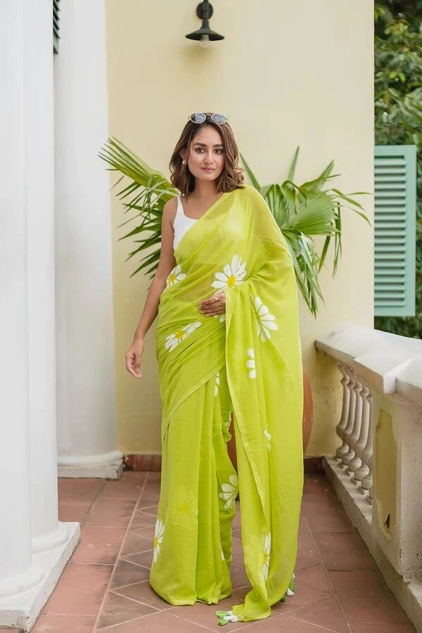 Floral Print Handloom Pure Cotton Saree