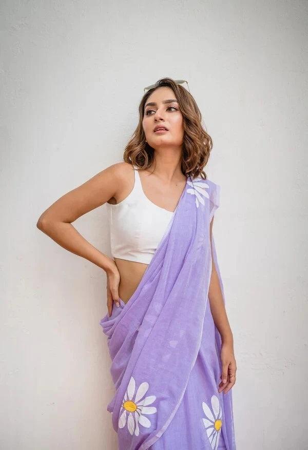Floral Print Handloom Pure Cotton Saree