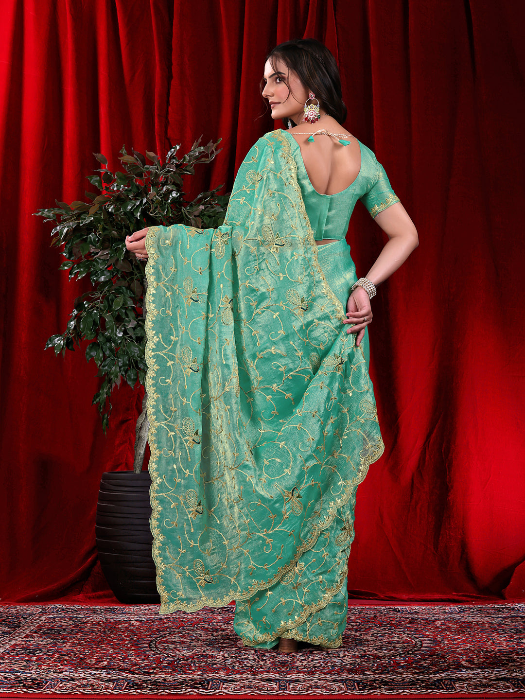 Jimmy Chu Embroidered Saree with Gotta Patti Work