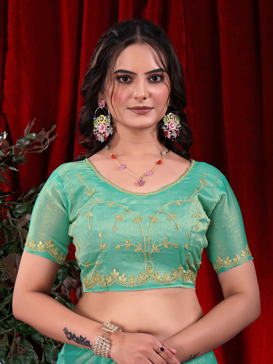 Jimmy Chu Embroidered Saree with Gotta Patti Work