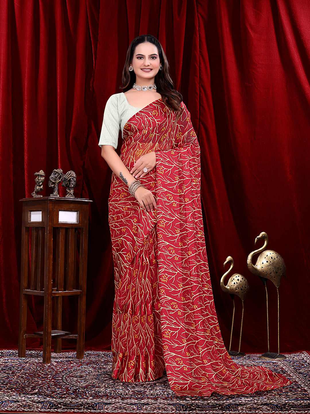 Ready to Wear Georgette Patta Printed Saree