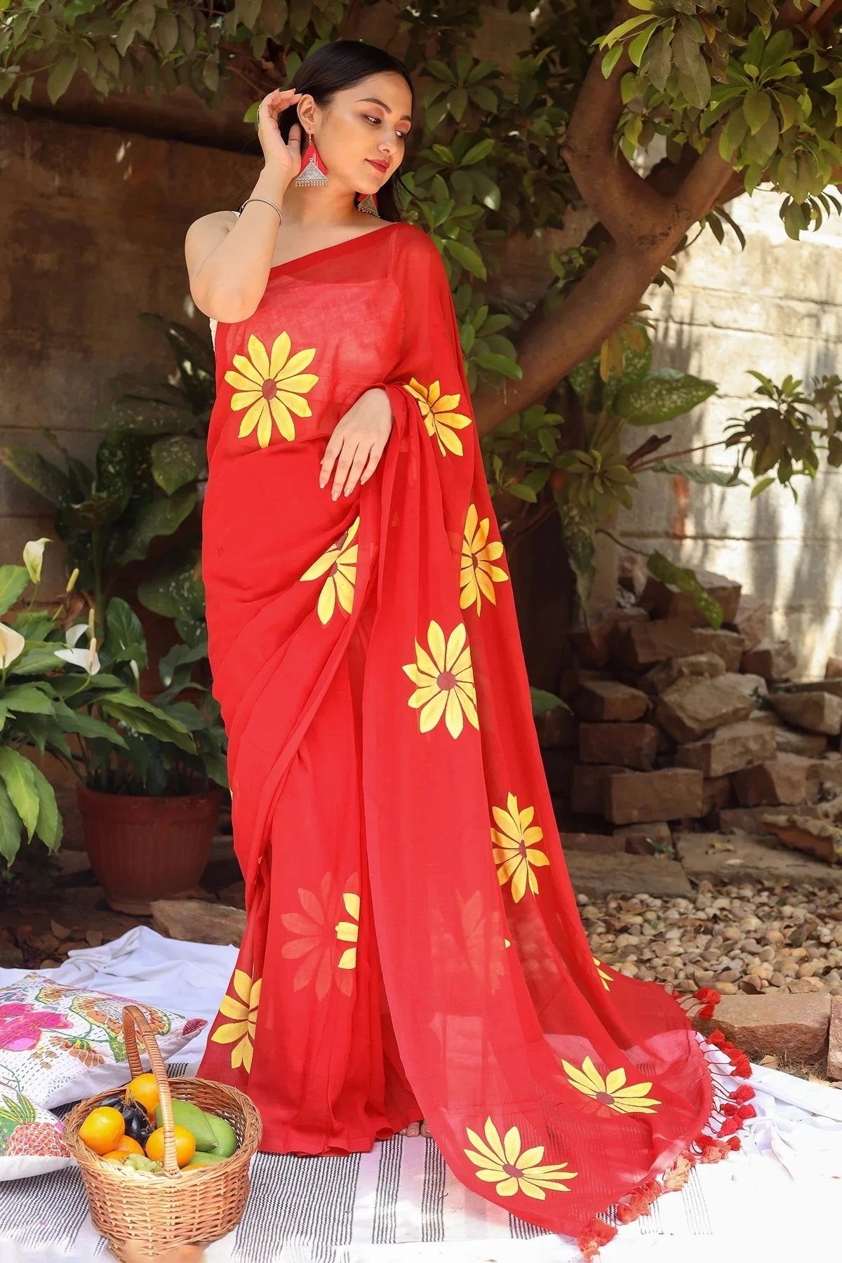 Floral Print Handloom Pure Cotton Saree