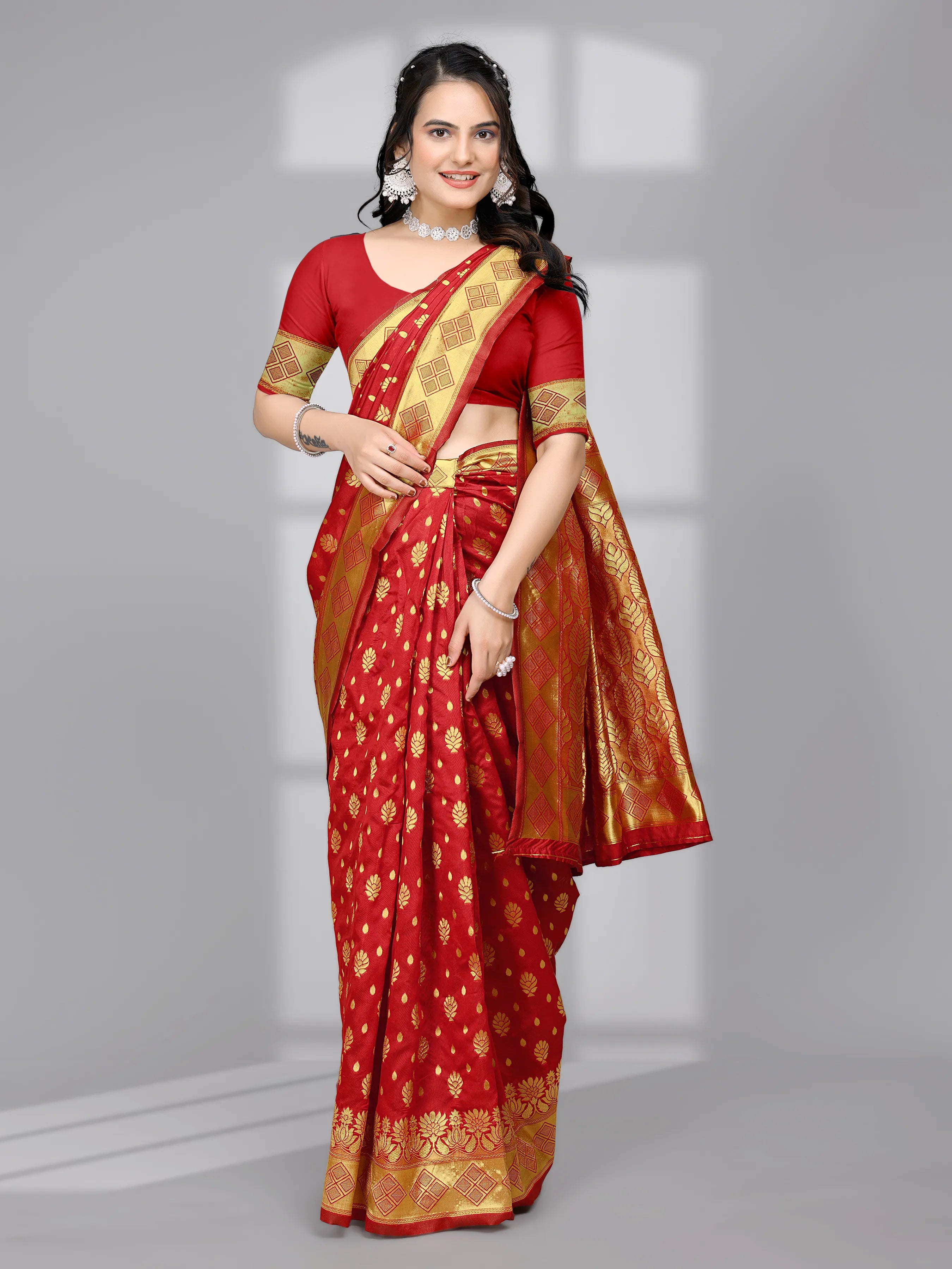 Ready to Wear Woven Banarasi Jacquard Pure Silk Saree