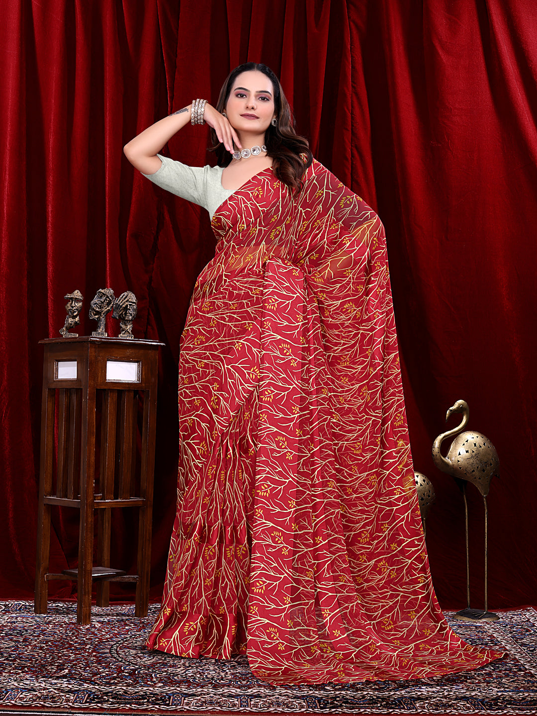 Ready to Wear Georgette Patta Printed Saree