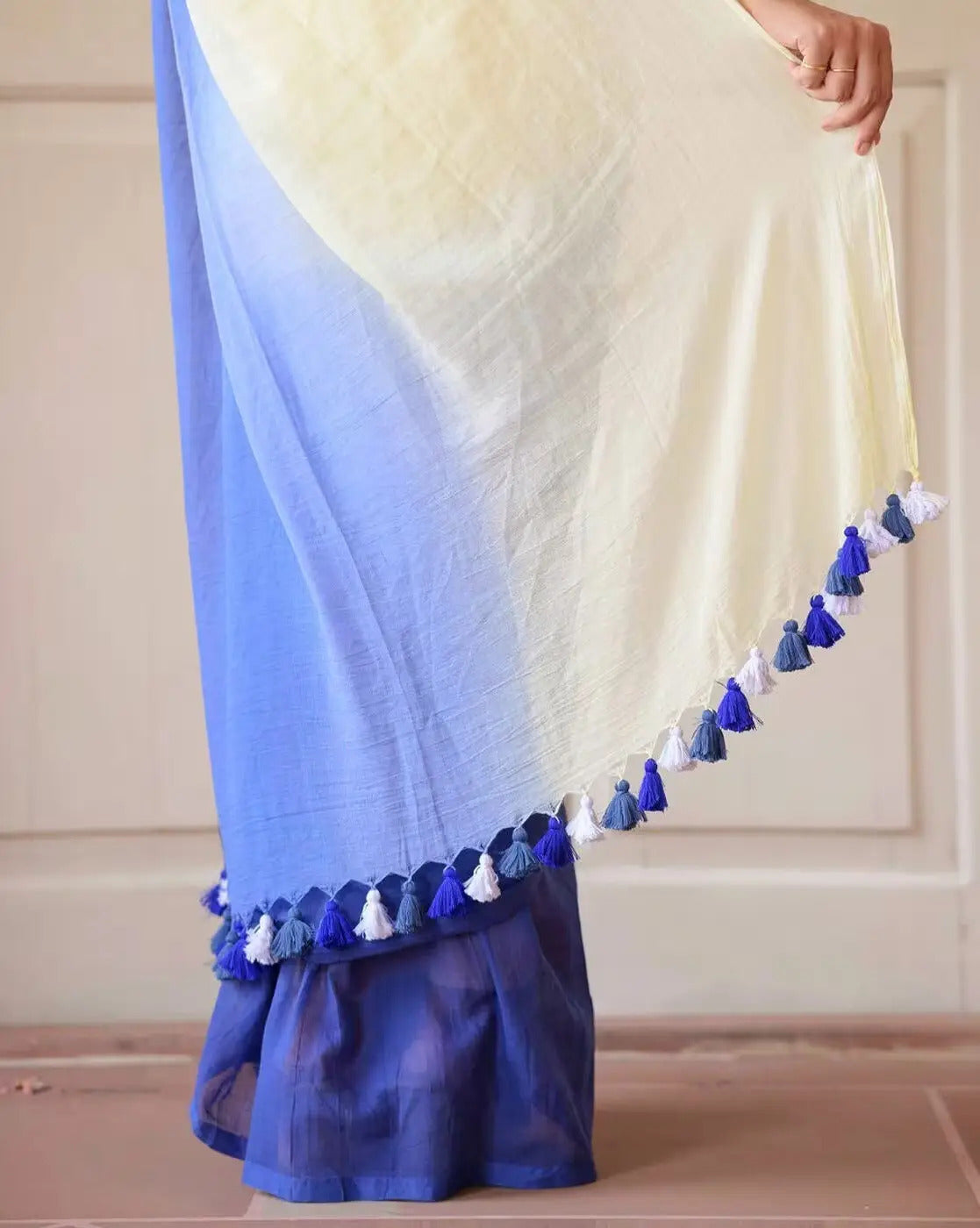 Multicolor Striped Cotton Linen Printed Saree