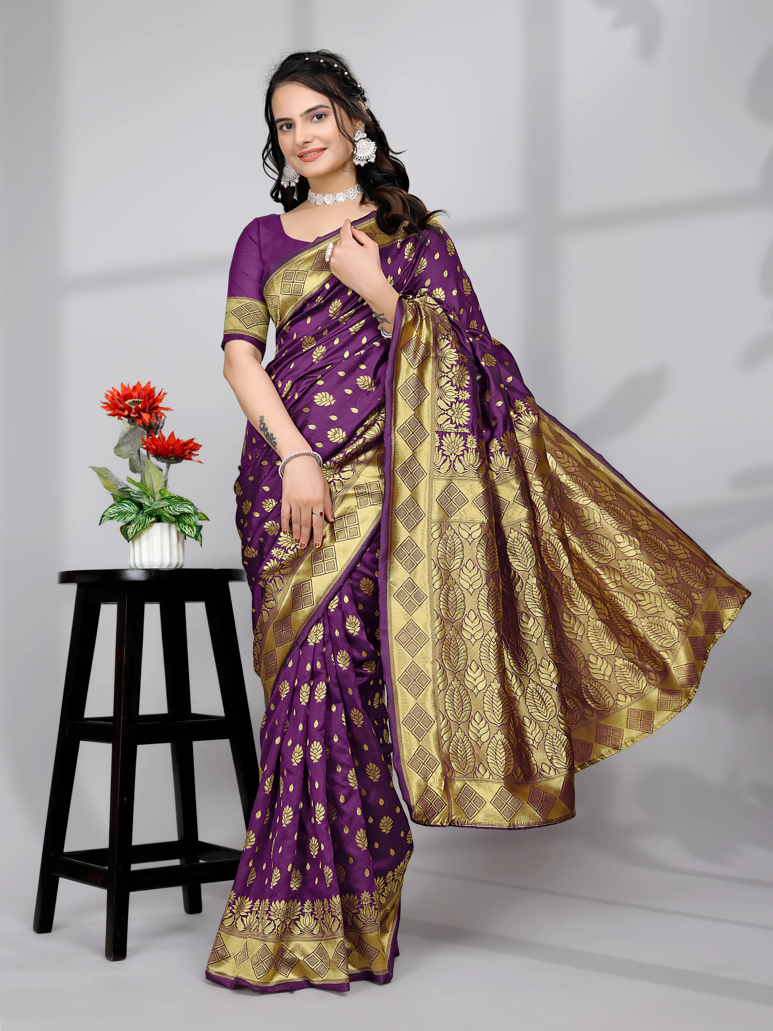 Ready to Wear Woven Banarasi Jacquard Pure Silk Saree