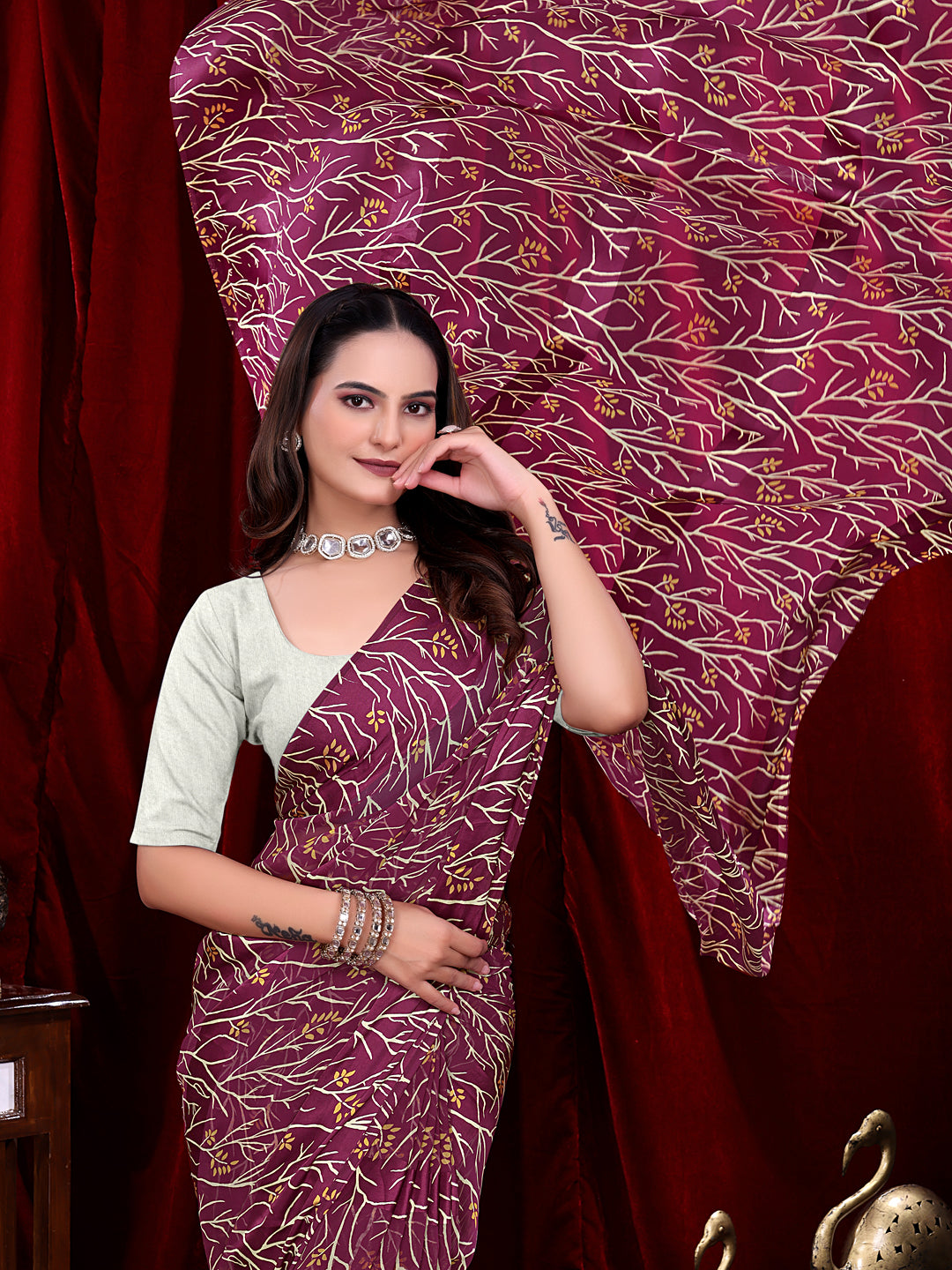 Ready to Wear Georgette Patta Printed Saree