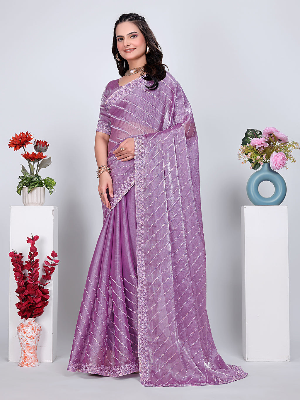 Jimmy Chu Embroidered sequins Saree