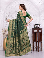 Ready To Wear Satin Banarasi Silk Saree with Woven Zari Work & Rich Traditional Border