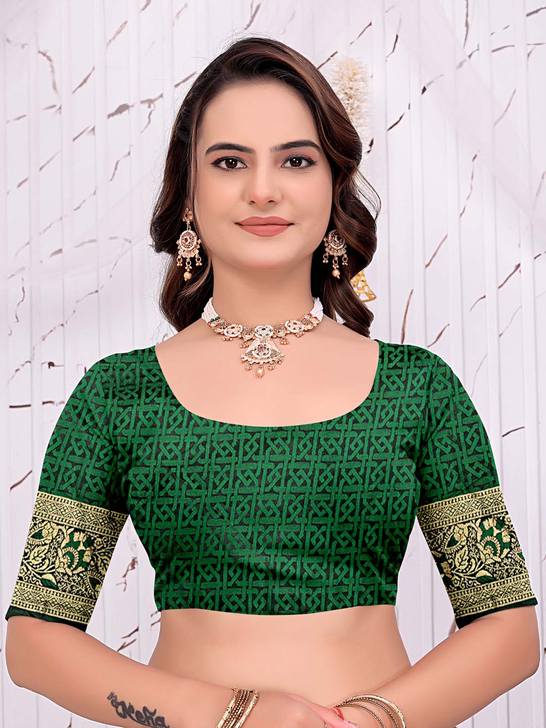 Ready To Wear Satin Banarasi Silk Saree with Woven Zari Work & Rich Traditional Border
