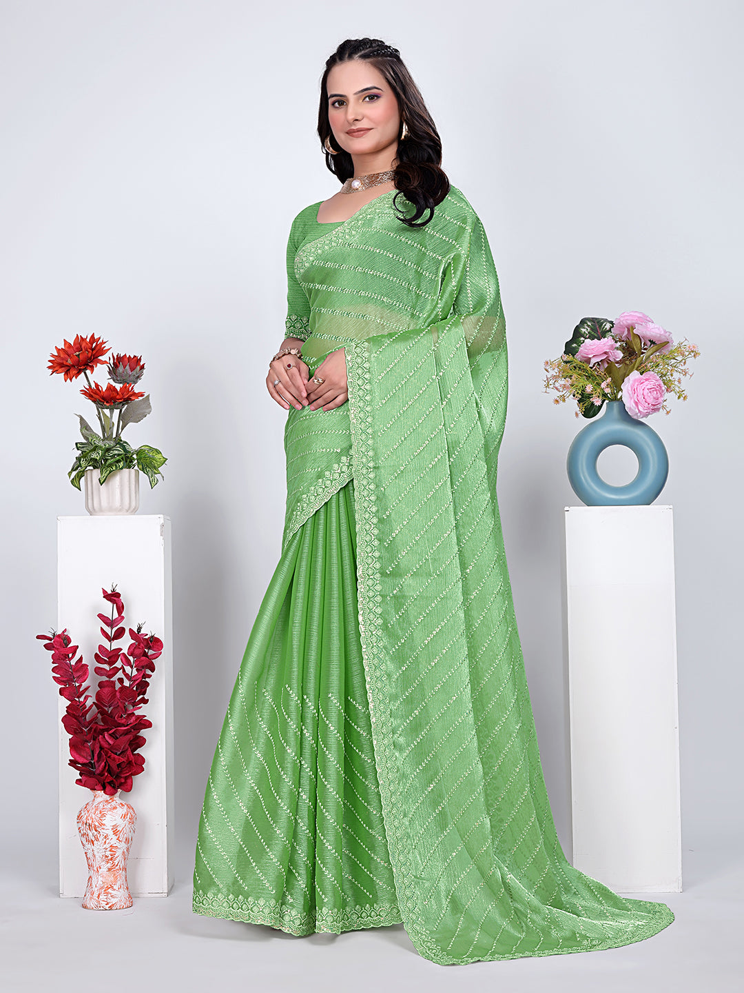 Jimmy Chu Embroidered sequins Saree