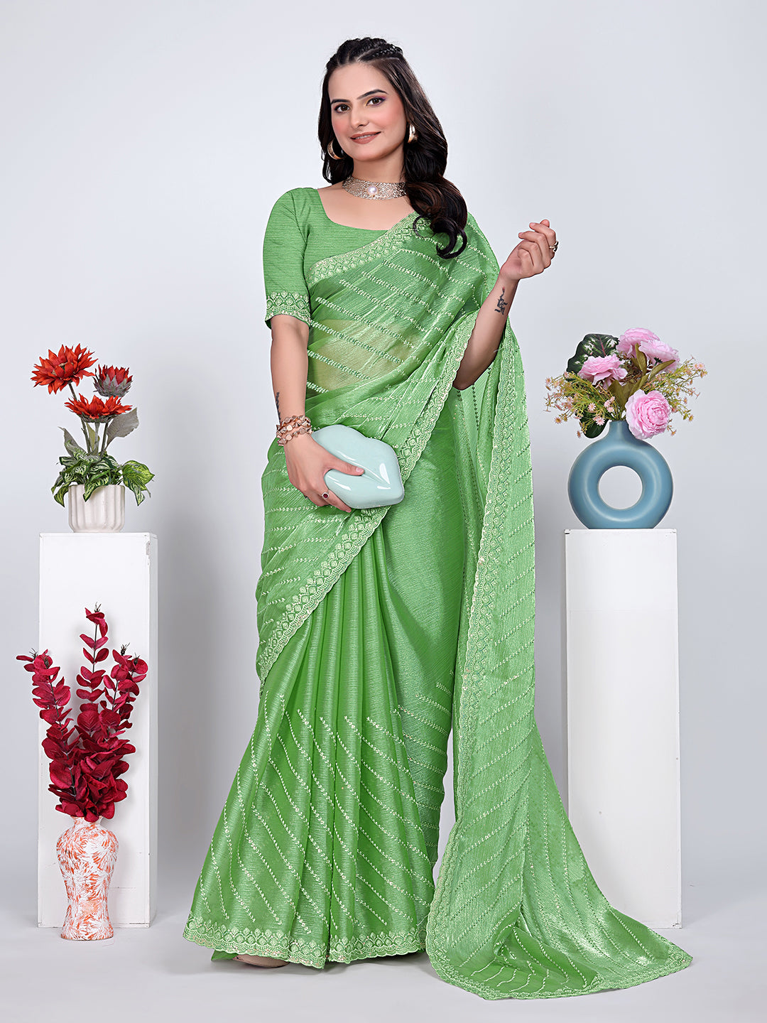 Jimmy Chu Embroidered sequins Saree