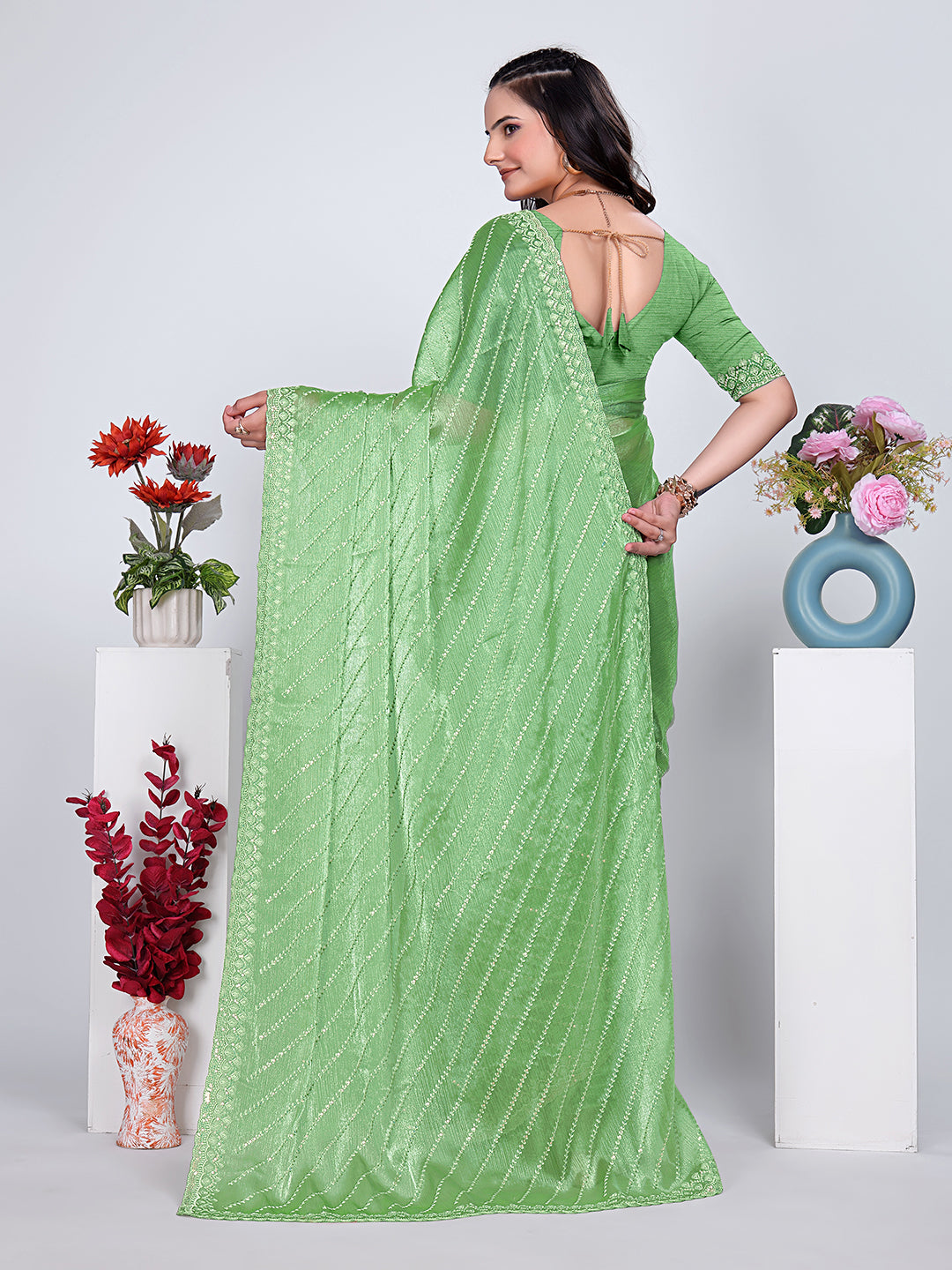Jimmy Chu Embroidered sequins Saree