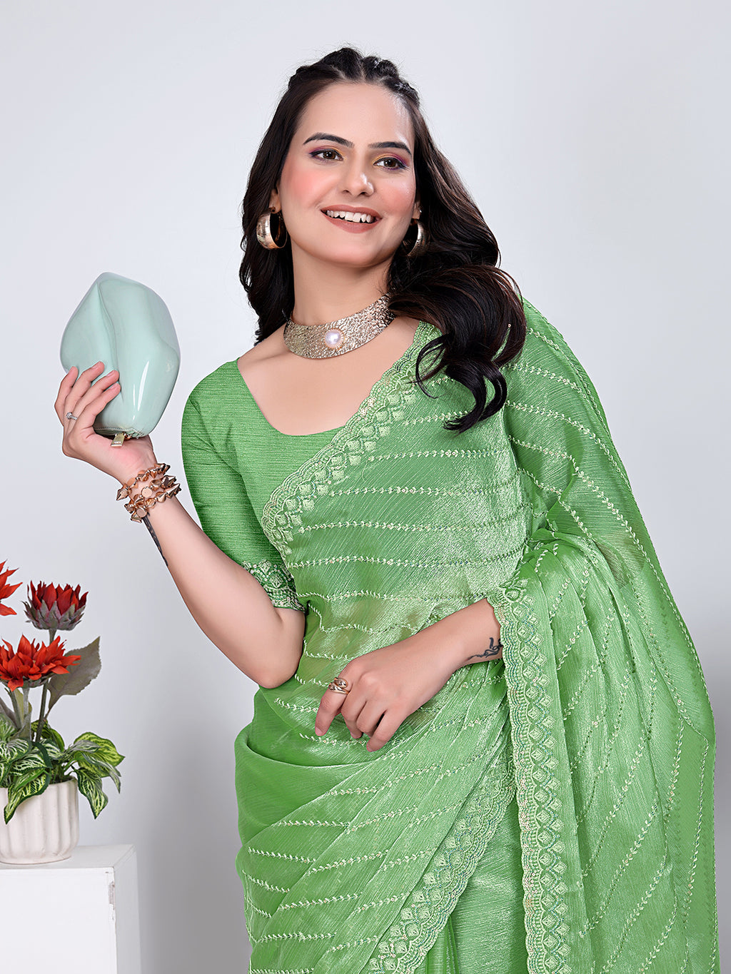 Jimmy Chu Embroidered sequins Saree