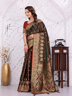 Ready To Wear Satin Banarasi Silk Saree with Woven Zari Work & Rich Traditional Border