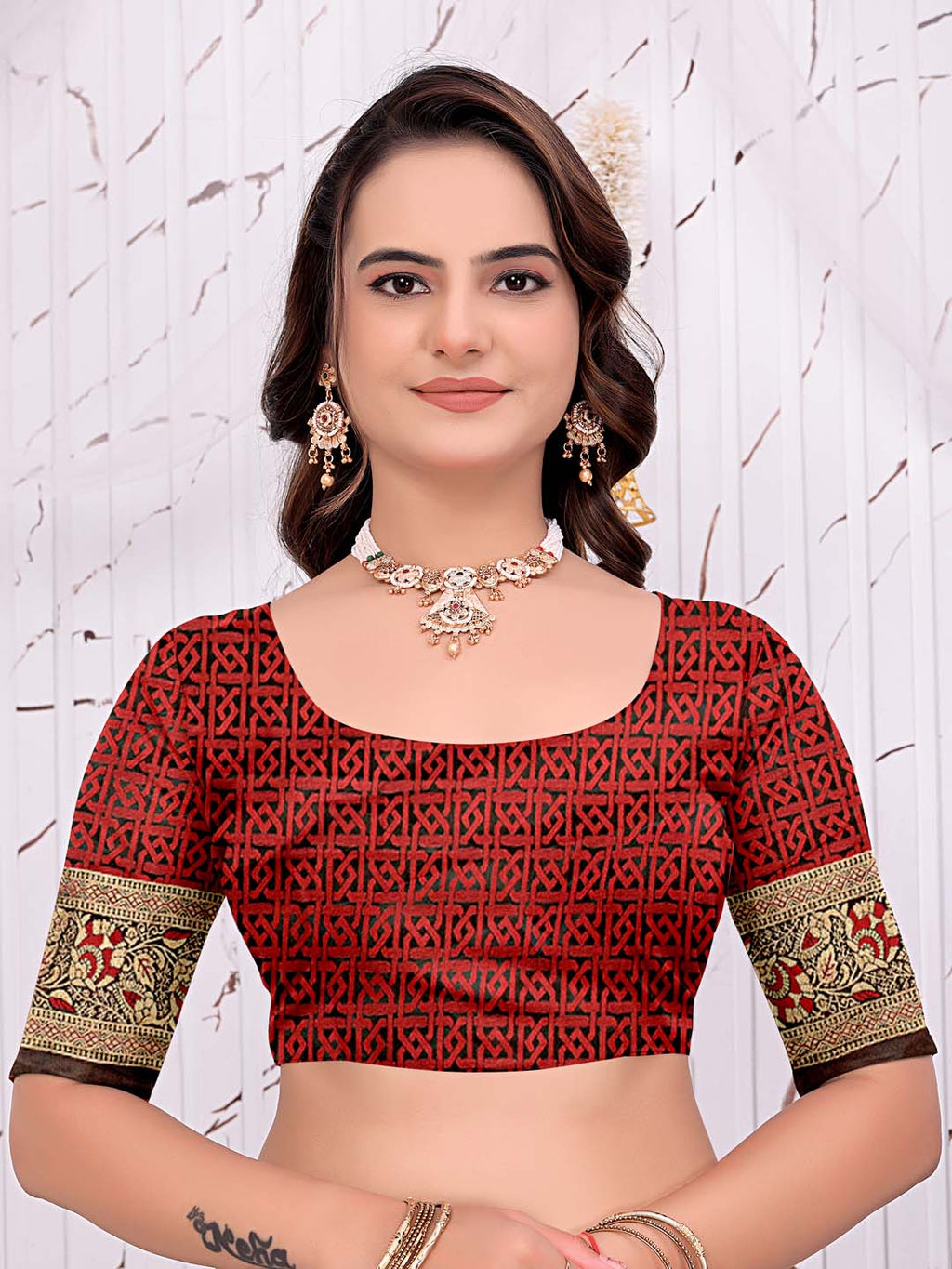 Ready To Wear Satin Banarasi Silk Saree with Woven Zari Work & Rich Traditional Border