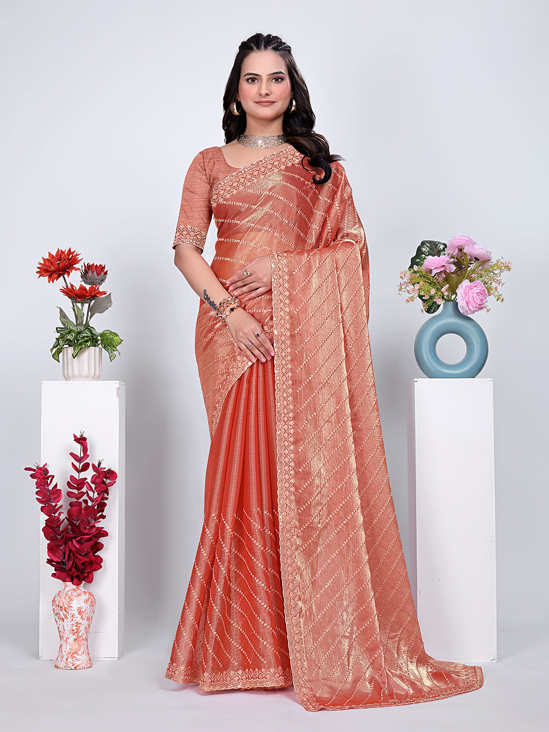 Jimmy Chu Embroidered sequins Saree
