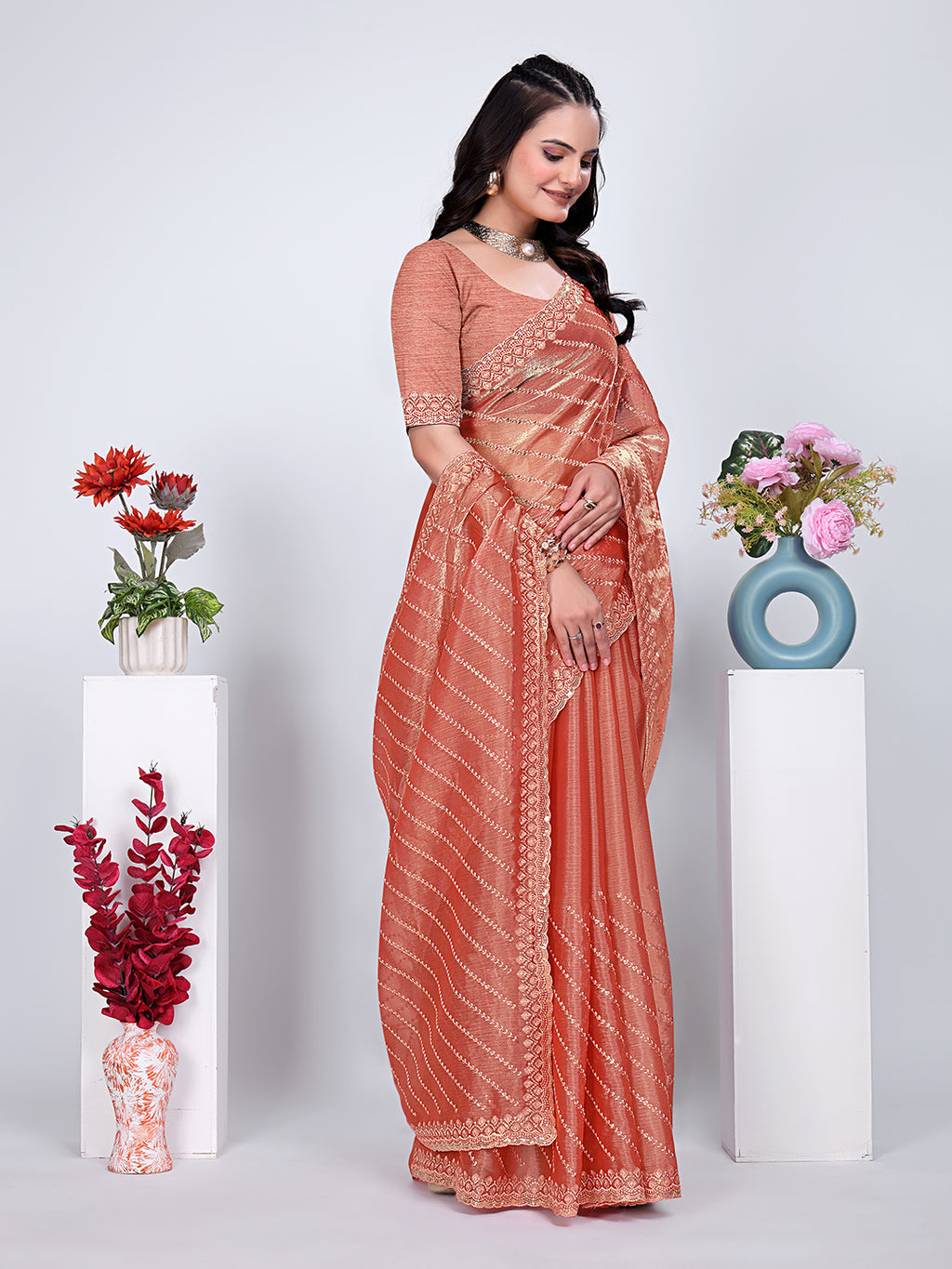 Jimmy Chu Embroidered sequins Saree