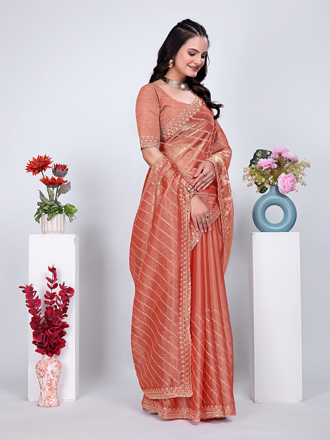 Jimmy Chu Embroidered sequins Saree