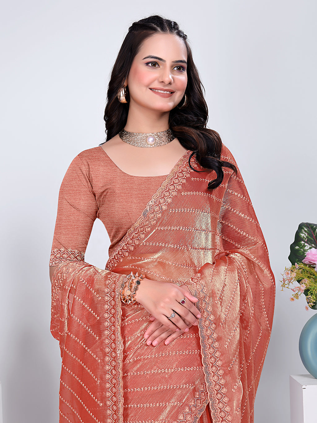 Jimmy Chu Embroidered sequins Saree