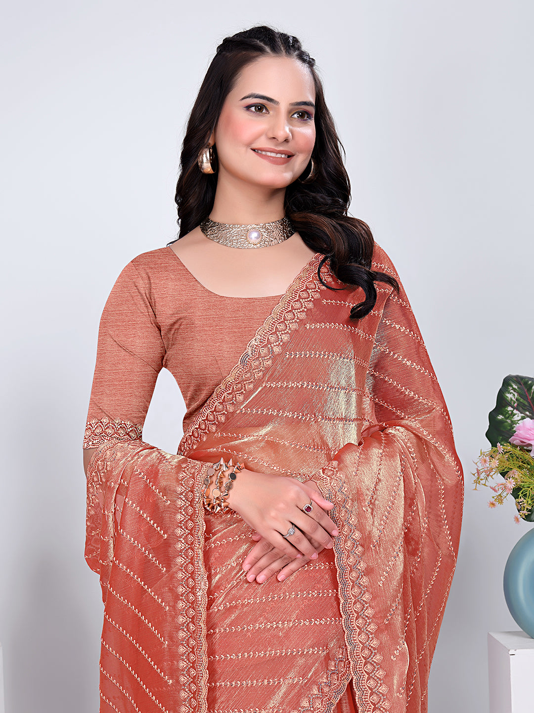 Jimmy Chu Embroidered sequins Saree