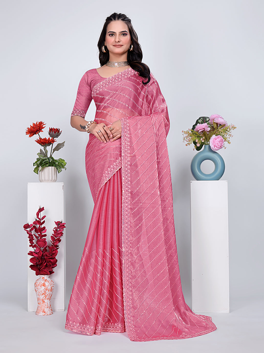 Jimmy Chu Embroidered sequins Saree
