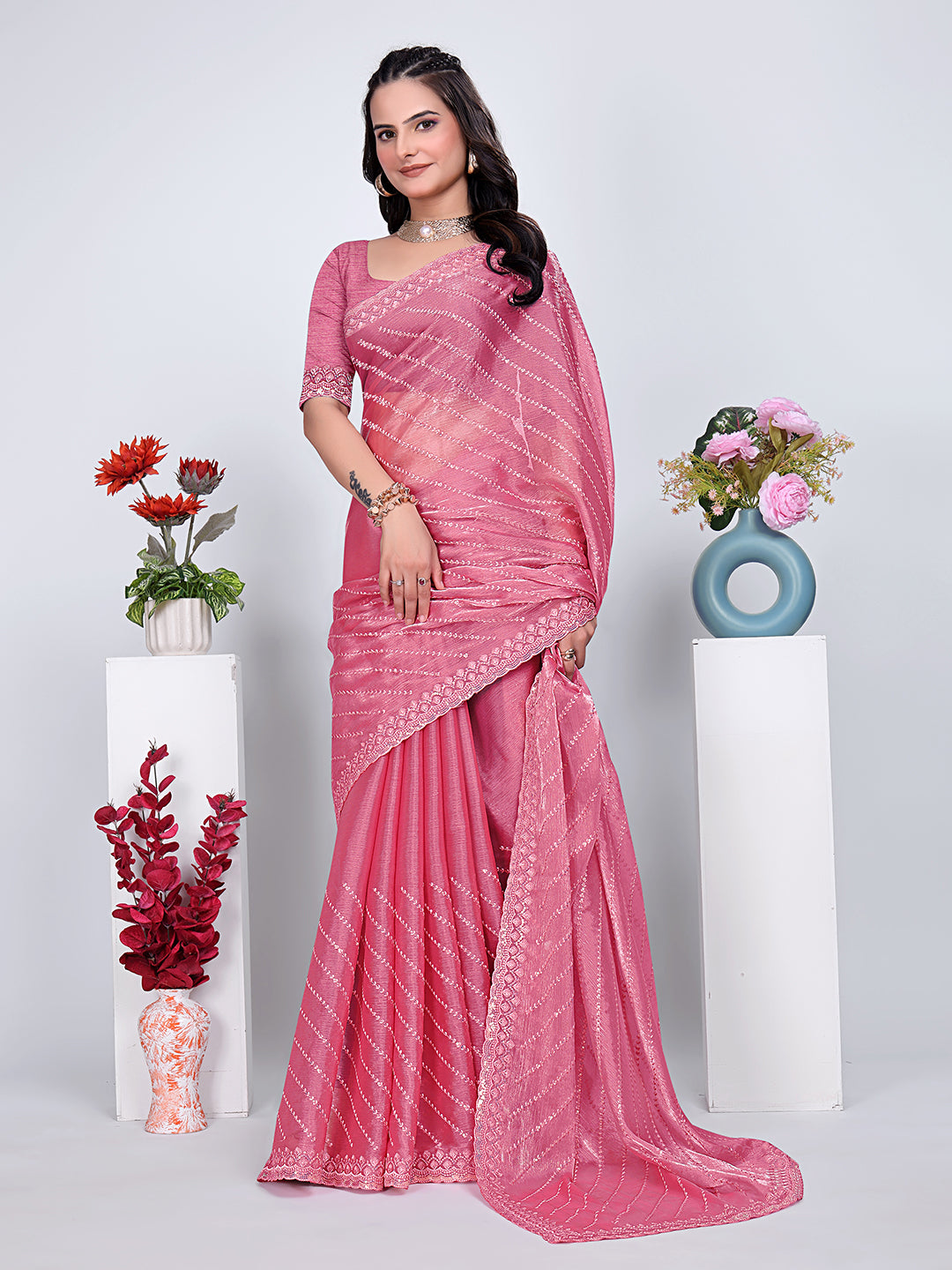 Jimmy Chu Embroidered sequins Saree
