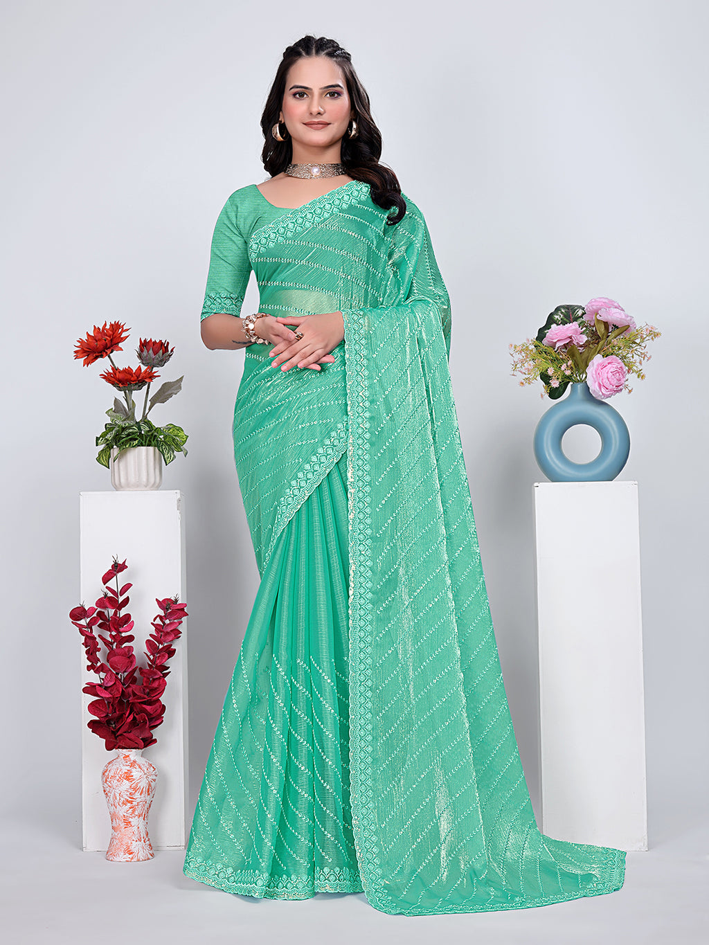 Jimmy Chu Embroidered sequins Saree