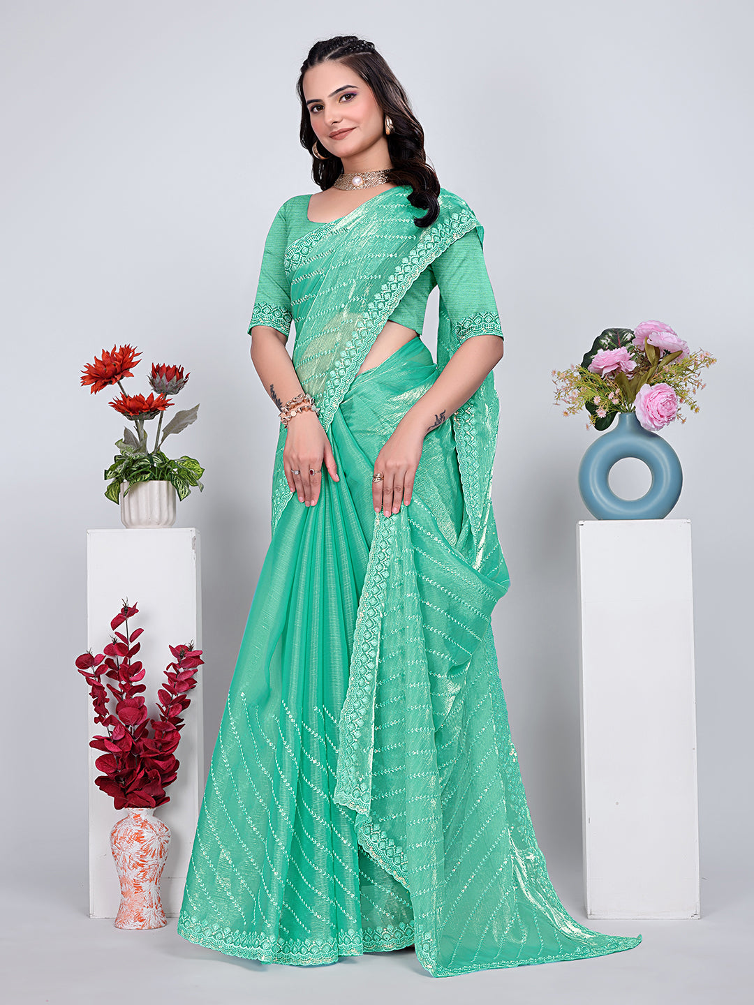 Jimmy Chu Embroidered sequins Saree