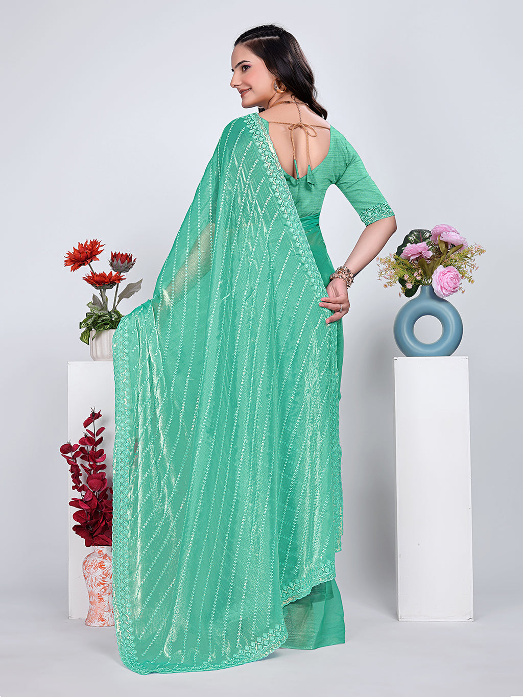Jimmy Chu Embroidered sequins Saree