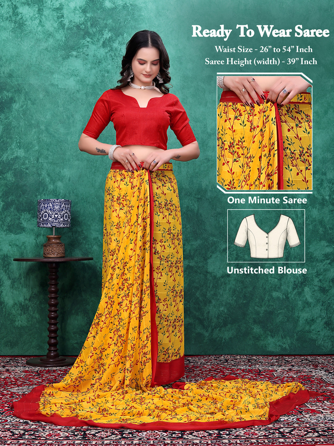 Ready-to-Wear Simmer Silk Floral Printed Saree