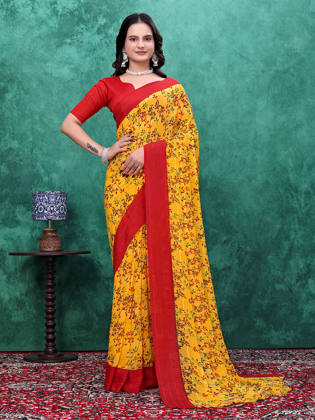 Ready-to-Wear Simmer Silk Floral Printed Saree