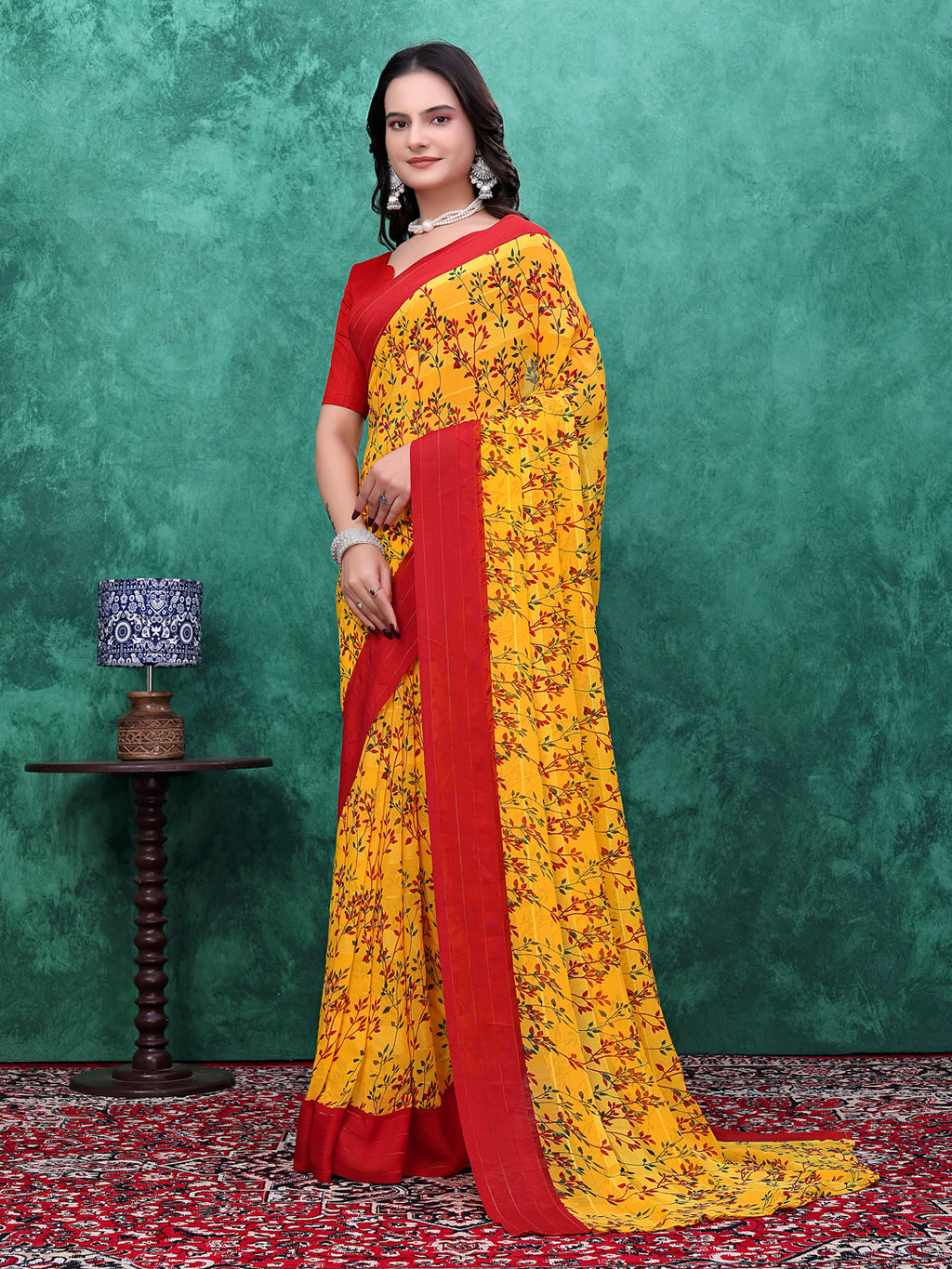Ready-to-Wear Simmer Silk Floral Printed Saree