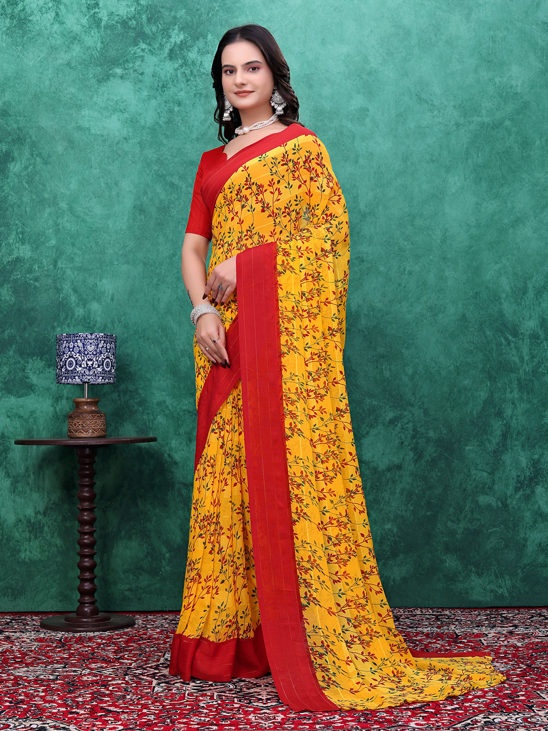 Ready-to-Wear Simmer Silk Floral Printed Saree
