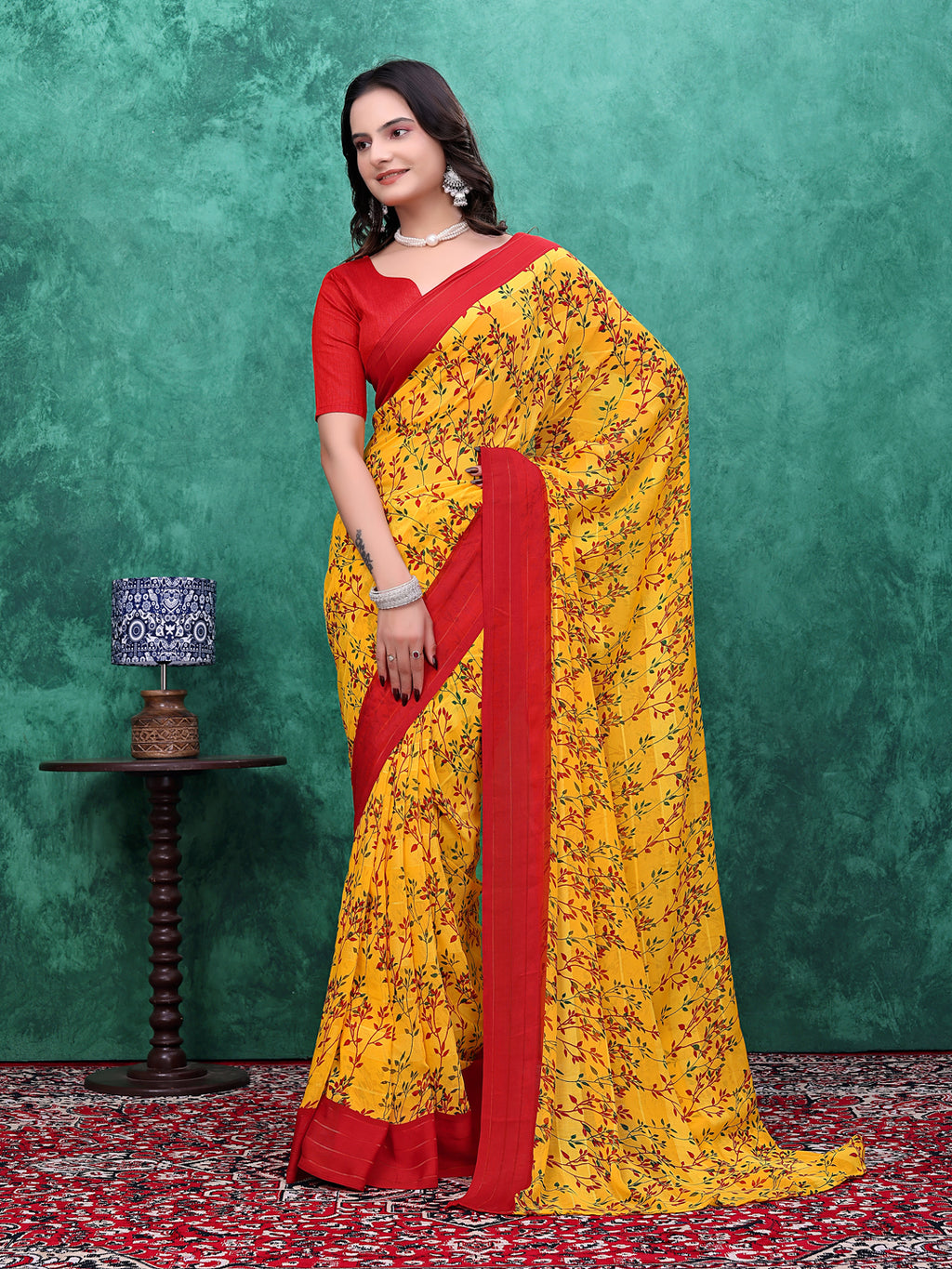 Ready-to-Wear Simmer Silk Floral Printed Saree