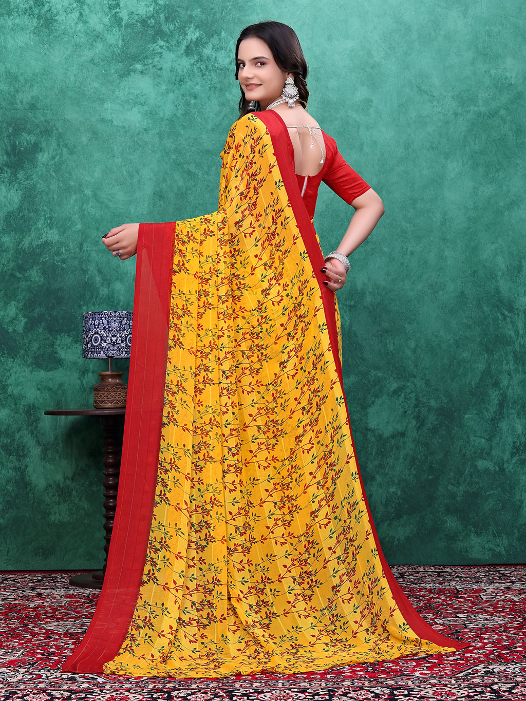 Ready-to-Wear Simmer Silk Floral Printed Saree