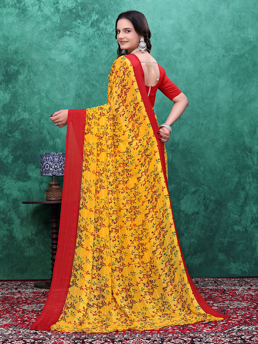 Ready-to-Wear Simmer Silk Floral Printed Saree