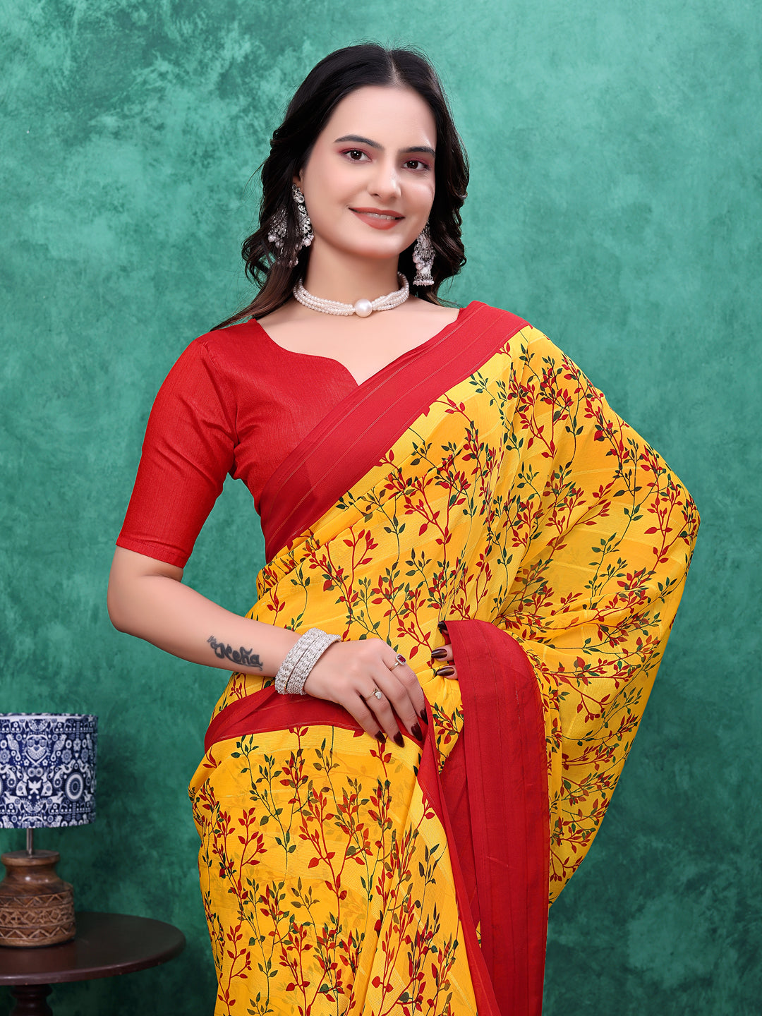 Ready-to-Wear Simmer Silk Floral Printed Saree