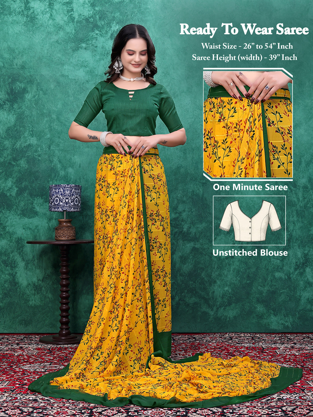 Ready-to-Wear Simmer Silk Floral Printed Saree