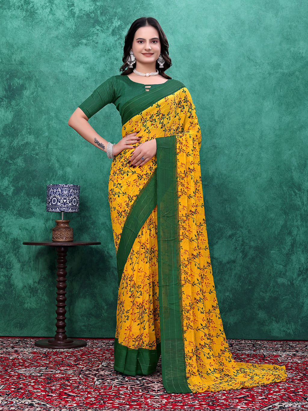 Ready-to-Wear Simmer Silk Floral Printed Saree