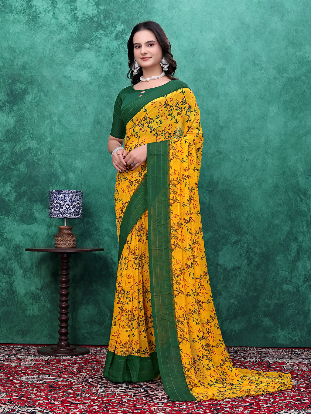 Ready-to-Wear Simmer Silk Floral Printed Saree