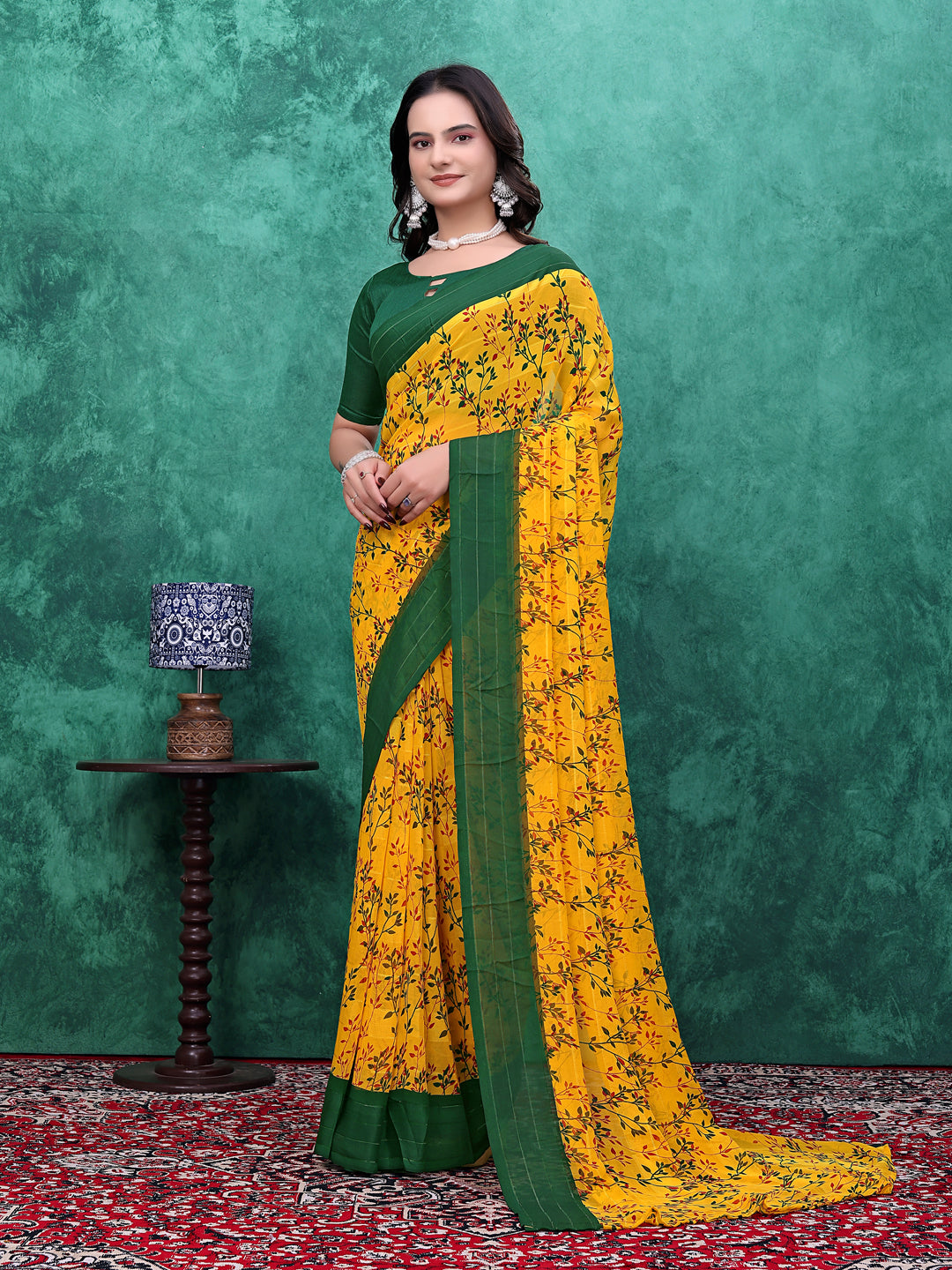 Ready-to-Wear Simmer Silk Floral Printed Saree