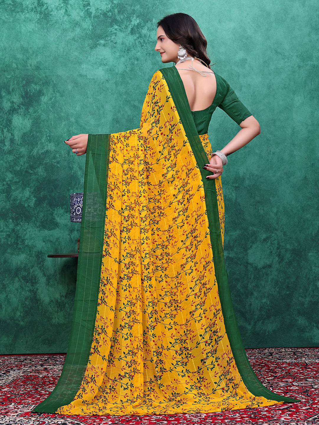 Ready-to-Wear Simmer Silk Floral Printed Saree