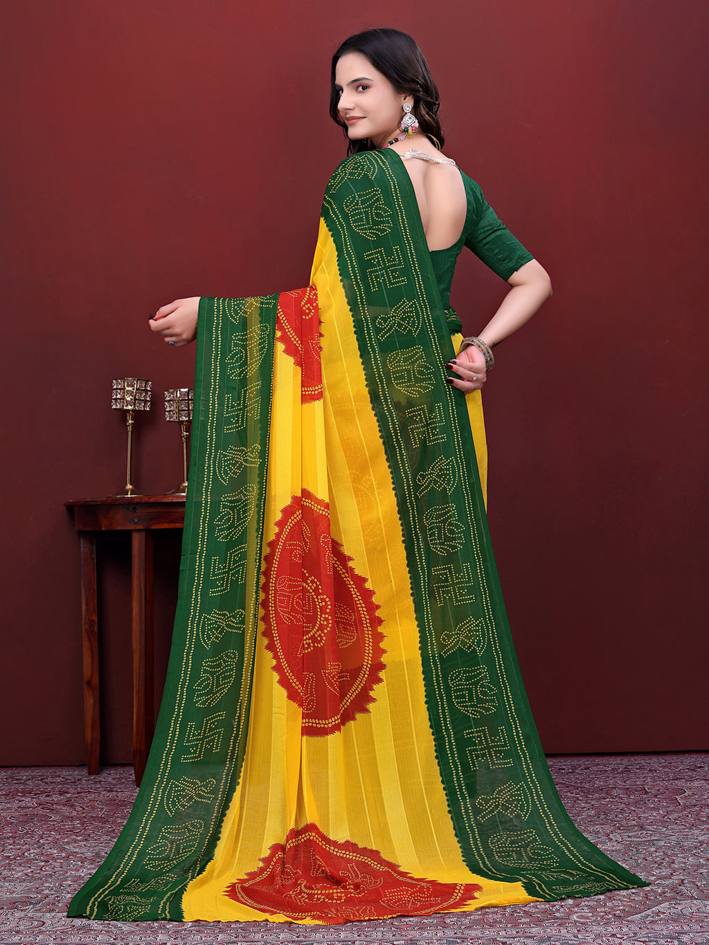 Ready to Wear Bandhani Print Simmer Silk Saree