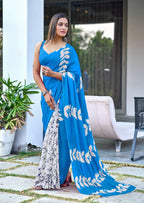 Mulmul Cotton Block Printed Saree