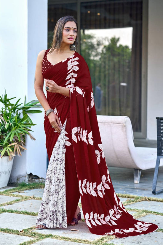 Mulmul Cotton Block Printed Saree