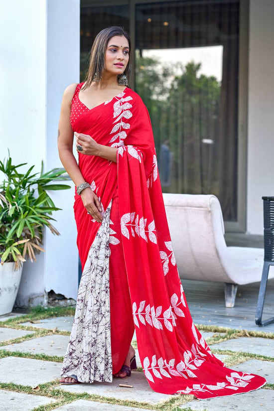 Mulmul Cotton Block Printed Saree
